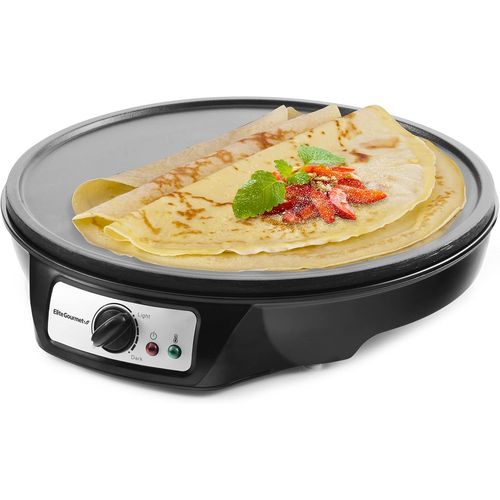 Hamiltion-Ecp-126 Crêpière Électrique Avec Plaque Antiadhésive, Râteau À Crêpes, Spatule Et Recettes (Français Non Garanti), 30,5 Cm, Noir