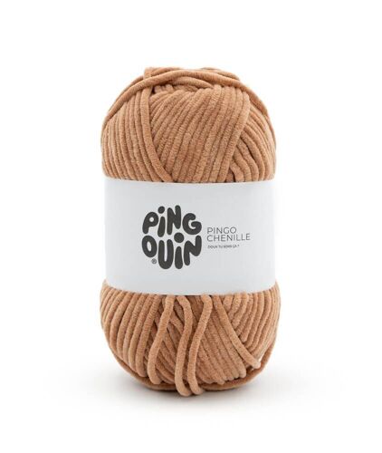 Fil Velours 100gr À Tricoter Pingo Chenille - Pingouin - Certifié Oeko-Tex. Color : Camel Marron