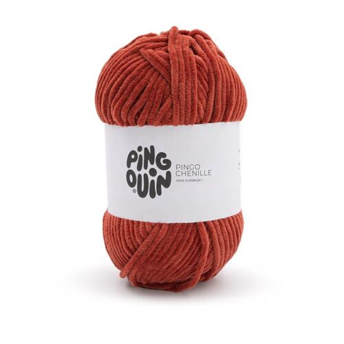 Fil Velours 100gr À Tricoter Pingo Chenille - Pingouin - Certifié Oeko-Tex. Color : Terre Cuite