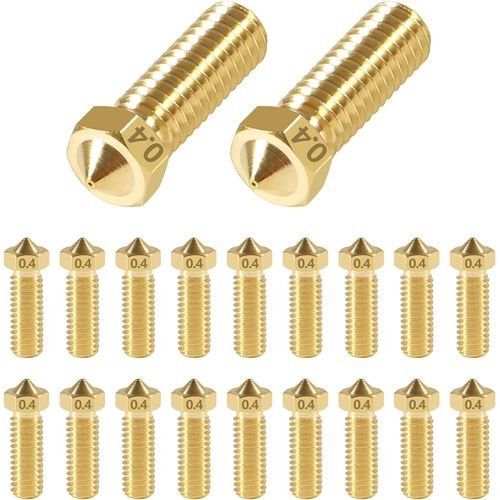 Volcano Lot de 20 buses V6 pour extrudeuse MK8 en laiton M6 Nozzle Nozzle M6 Buses en laiton 0,4 mm Nozzle pour imprimante 3D 1,75