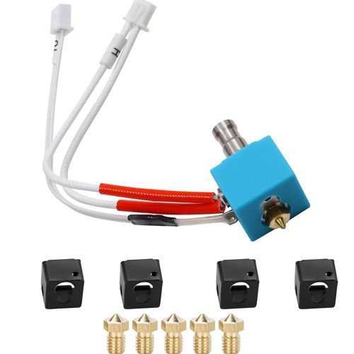 Tête d'impression Hotend pour imprimante 3D Kobra,FDM Accessoires d'imprimante 3D Hotend Kit de bloc chauffant avec 5 buses et 4 chaussettes en silicone pour Kobra