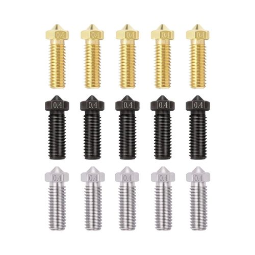 Lot de 15 buses pour imprimante 3D Vyper,5 pièces en acier trempé,5 pièces en acier inoxydable + 5 pièces en laiton,kit de buses de 0,4 mm pour Vyper,Kobra Plus,Kobra Max