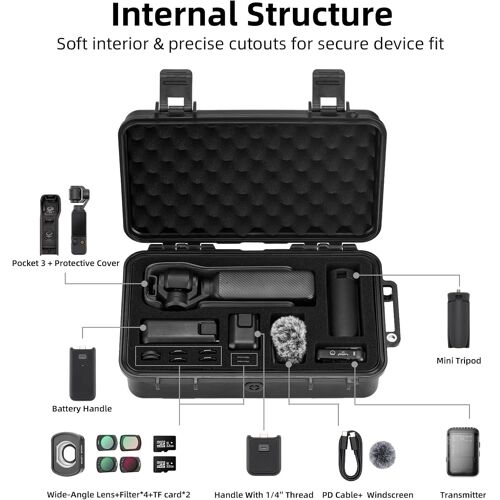 Boîte Rigide étanche pour DJI Osmo Pocket 3 - Étui pour Creator Combo,Caméra d'action et Accessoires(étui Uniquement)