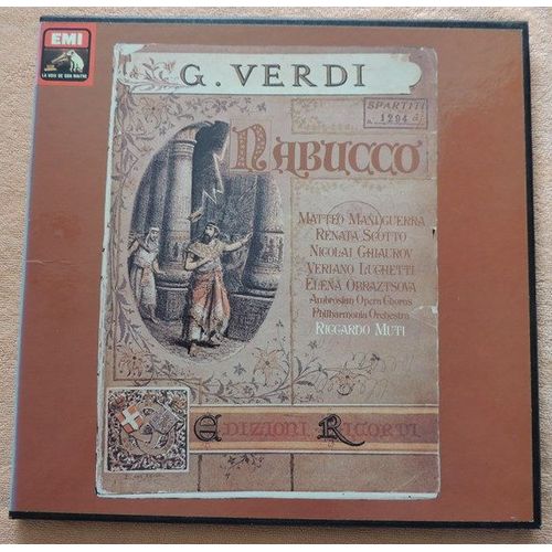 G. Verdi – Matteo Manuguerra, Renata Scotto, Nicolai Ghiaurov, Veriano Luchetti, Elena Obraztsova, Ambrosian Opera Chorus*, Philharmonia Orchestra, Riccardo Muti – Nabucco Coffret 3xvinyles 33t Lp