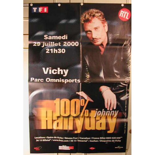 Johnny Hallyday - Affiche 78x120cm - Tournée 100% - Concert Vichy 2000