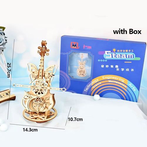 Puzzle 3D Violoncelle en Bois - Kit DIY avec Boîte à Musique, Modèle à Assembler, Déco Salon, Adulte ou Enfant