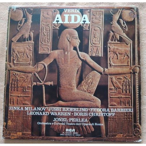 Verdi - Zinka Milanov • Jussi Bjoerling • Fedora Barbieri • Leonard Warren • Boris Christoff • Jonel Perlea • Orchestra E Coro Del Teatro Dell'Opera Di Roma – Aida - Pochette Avec 3xvinyles 33t Lp