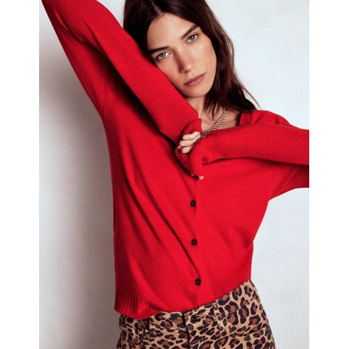 Gilet Col Rond Emilia En Coton-Rouge Coquelicot