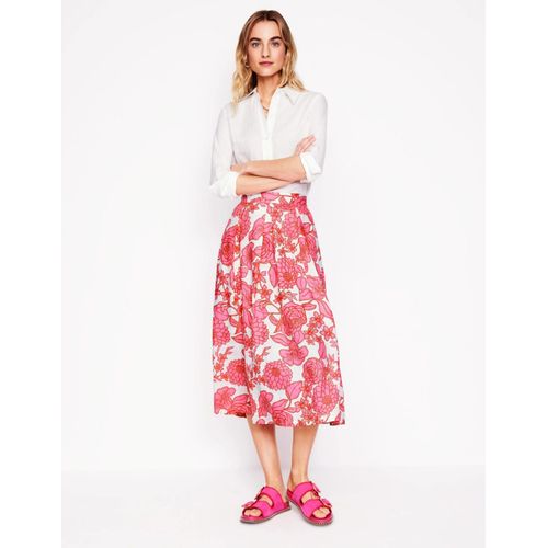 Jupe Midi Verity En Lin-Rose, Motif Blossom Cascade