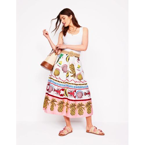 Jupe Midi Verity En Lin-Multi, Motif Tropical Bonanza