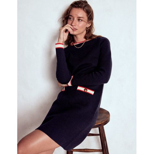 Robe Droite Holly En Maille-Bleu Marine, Petits Pois