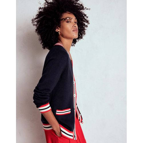 Gilet Long À Col V En Coton-Bleu Marine