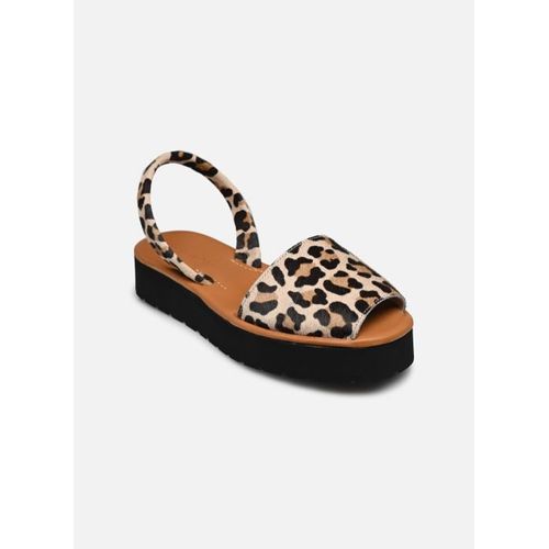 Sandales Et Nu Pieds Minorquines Avarca Platja Plateforme Cuir Léopard Pour Femme