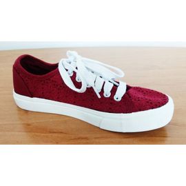 Baskets Basses Tennis Sneakers Toile Dentelle Bordeaux A Fleurs. Eram. Pointure 38