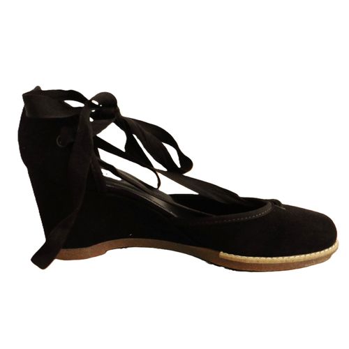 Espadrilles Daim Marron À Talons Et Liens À Nouer. Cosmoparis. Pointure 39