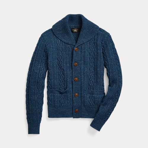 Cardigan Torsadé Col Châle Coton Laine
