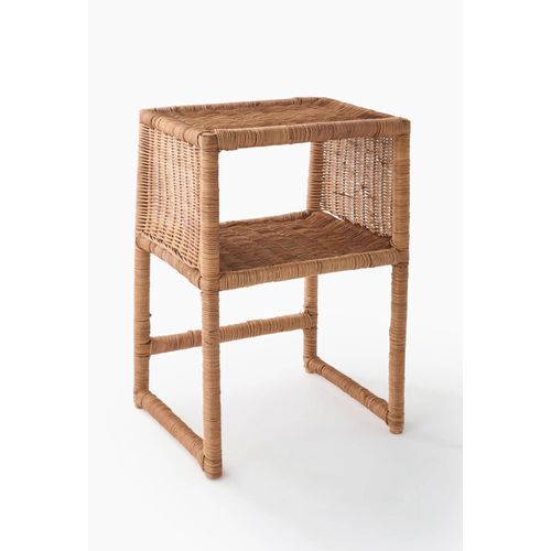 Table De Chevet Avec Tiroir, 35x25x50cm , En Rotin