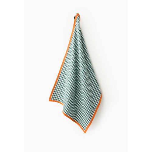 Torchon En Gaze De Coton Vichy Avec Piping, 50x70cm,100% Coton