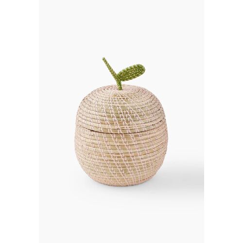 Panier en forme de fraise, D31xH44cm, en jonc de mer et scoubidou