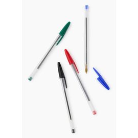 20 Stylos-Billes Cristal, Encres Assorties Bleue, Noire, Rouge Et Vert, Pointe Moyenne,
