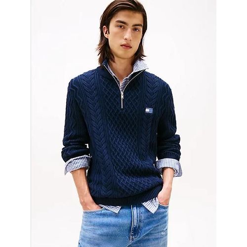 Pull Ajusté En Maille Torsadée Zippé