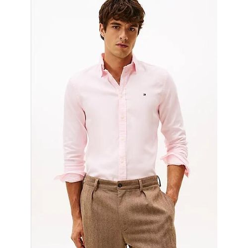 Chemise Ajustée En Dobby Teint