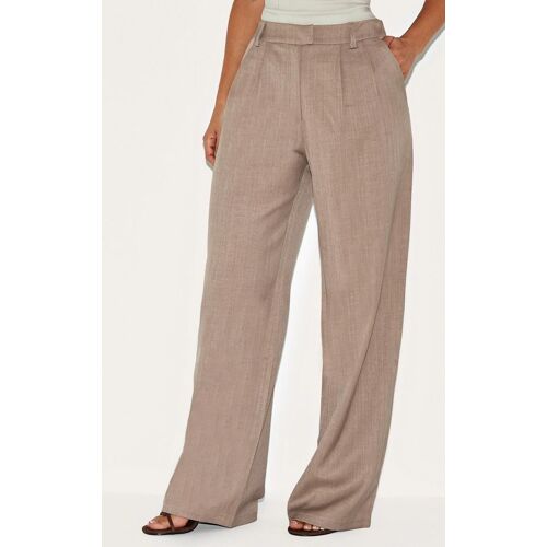 Petite Pantalon De Tailleur Large Taupe, Taupe