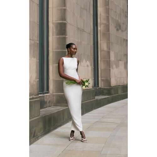Robe Longue Deluxe Blanche À Dos Rond, Blanc