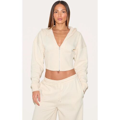 Tall Hoodie Crème À Coutures Style Corset Et Zip, Crème