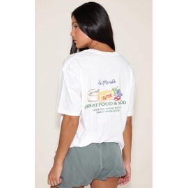 Blanc Food Market Graphique Oversize T-Chemise, Blanc