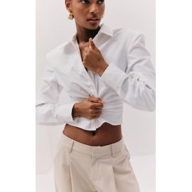 Chemise Blanche Froncée À Épaulettes, Blanc