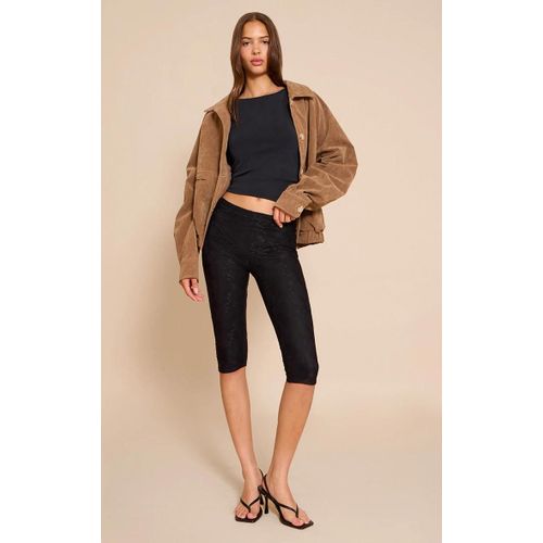 Pantalon Capri En Mesh Dentelle Noir, Noir