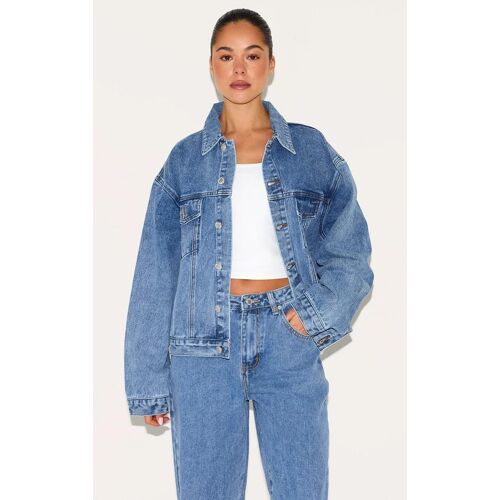 Veste Oversize Classique En Jean Bleu Moyen Délavé, Bleu Moyen Délavé