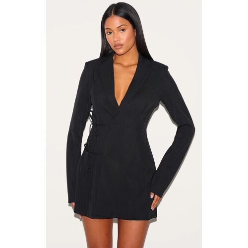 Tall Robe Blazer Noire Nouée Devant À Détail Cintré, Noir