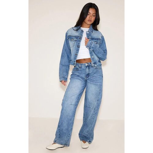 Jean Bouffant Vintage Délavé À Taille Basse Et Lisérés Devant, Vintage Délavé