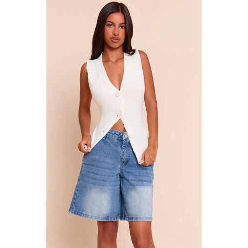 Petite Jort En Jean Bleu Moyen Délavé, Bleu Moyen Délavé