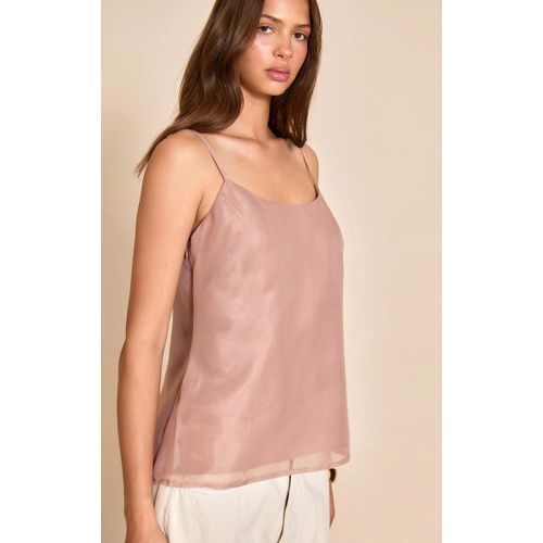 Débardeur En Mousseline De Soie Mauve À Bretelles Fines, Mauve