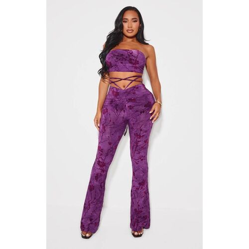 Shape Pantalon Dévoré Prune À Taille Tombante Froncée, Prune