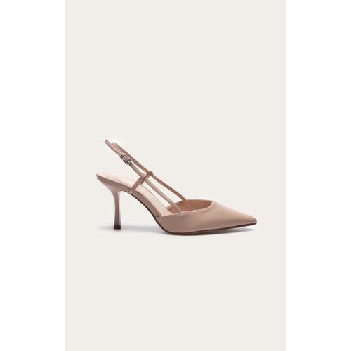 Escarpins Pointus Large En Pu Gris Champignon Talon Aiguille Haut Nude