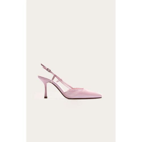 Escarpins Pointus Large Satinés Rose Tendre Talon Aiguille Haut Rose Tendre