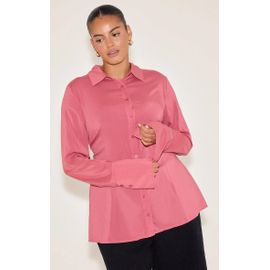 Plus Chemise Ajustée En Mousseline De Soie Rose Pâle, Rose Pâle