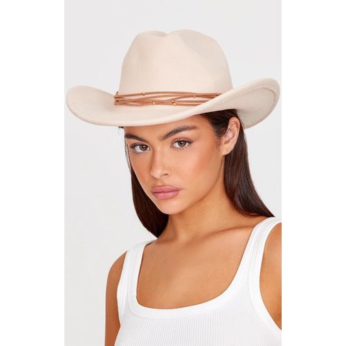 Chapeau De Cowboy Crème À Empiècement Perlé, Crème