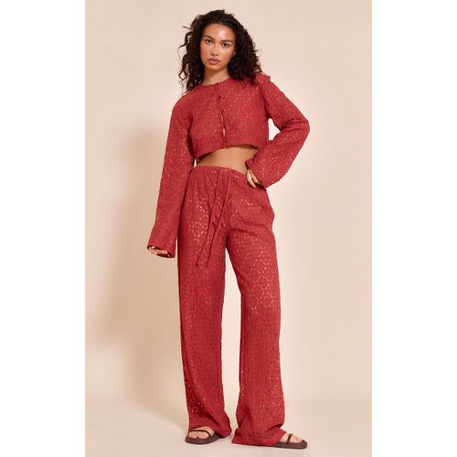 Pantalon Droit En Dentelle Rouille, Rouille