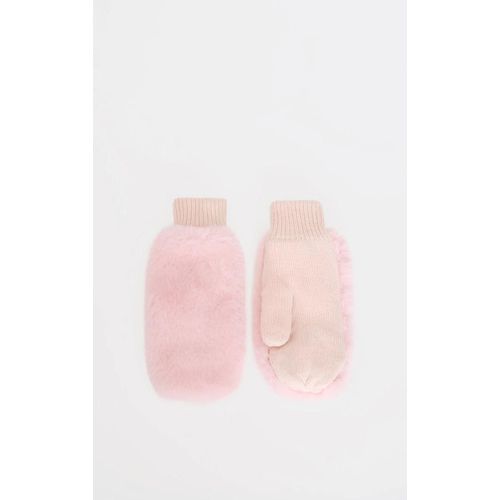 Mitaines En Fausse Fourrure Douce Rose, Rose