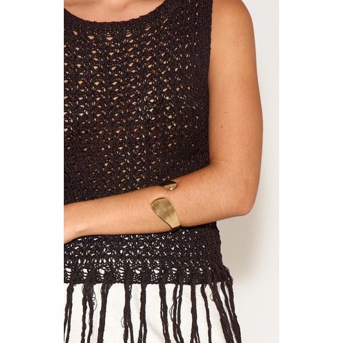 Bracelet Manchette Asymétrique Incurvé Lisse Doré, Doré