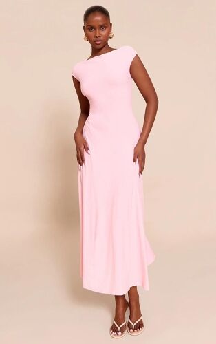 Rose Asymétrique À Panneaux Flottante Longue Robe, Rose
