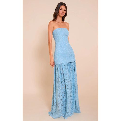 Robe Mi-Long À Panneau En Dentelle Bleu Clair Et Bandeau, Bleu Clair