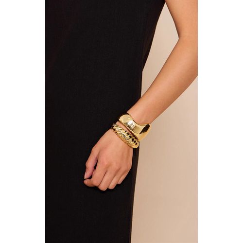 Lot De Bracelets Manchettes Abstraits Dorés Baguette, Doré