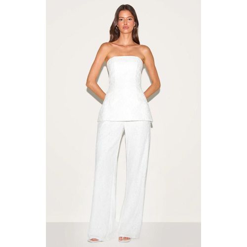 Combinaison Droite En Dentelle Blanche À Bustier Superposé, Blanc