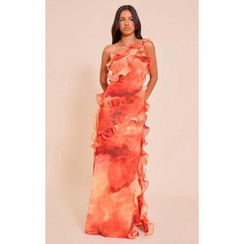 Petite Robe Longue En Mousseline De Soie Multicolore À Volants, Multicolore